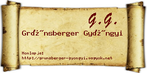 Grünsberger Gyöngyi névjegykártya
